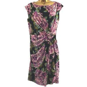 Floral Mini Dress 12 Sleeveless Mesh Draped Coastal Resort Cruise Easter Bloom